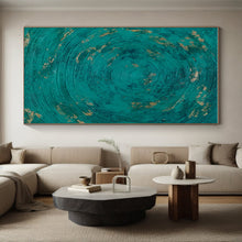 Load image into Gallery viewer, Teal - Gold Circular Patterns Art for Coastal Spa & Boho - Chic Living Room LargeART0902