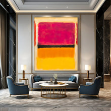 Load image into Gallery viewer, “Pink, Black, Orange and Yellow Color - Field” - Expressive Color - Field Art on Canvas DKH1609