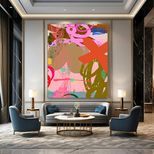 Load image into Gallery viewer, Playful Pink and Green Abstract Painting, Perfect for Creative Kids’ Playroom & Lively Café LargeART1857