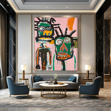 Load image into Gallery viewer, “Whimsical Abstract Figures on Pink” – Playful Figurative Art with Bright Hues DTP106