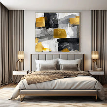Load image into Gallery viewer, Black, White & Gold Abstract Canvas Painting, Perfect for Luxury Penthouse Living Room & High - End Art Gallery LargeART1279