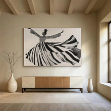 Load image into Gallery viewer, Black - and - White Dancing Figure Abstract Painting for Art Deco Lounge & Dance Studio DKH231