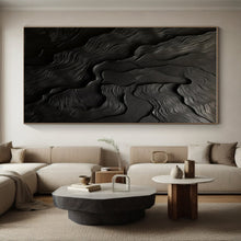 Load image into Gallery viewer, Black Textured Waves Art for Luxury Bedroom & Art Gallery LargeART0833