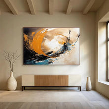 Load image into Gallery viewer, Dynamic Orange, Blue, and Beige Swirl Abstract acrylic painting DLZ098