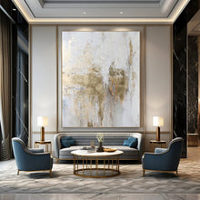 Load image into Gallery viewer, “Gold - Accented White Abstract” Abstract Painting on Canvas, Luxe Wall Art DKH1006