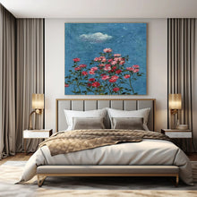 Load image into Gallery viewer, Blue Sky & Pink Roses Abstract Painting, Ideal for Romantic Bedroom & Cozy Garden Café LargeART1454