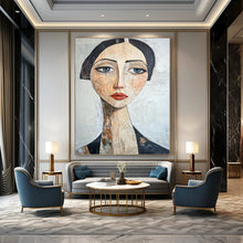 Load image into Gallery viewer, Mixed - Media Abstract Portrait, Earth - Toned Textured Art for Bohemian Living Room & Eclectic Gallery Wall LargeART2218
