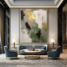 Load image into Gallery viewer, “Green, Gold, and Gray Abstract” – Earthy Abstract with Rich Color Mix DTP115