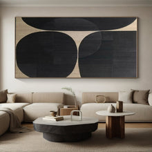 Load image into Gallery viewer, Black and Beige Circular Forms Acrylic Art - Suited for Contemporary Gallery & Industrial - chic Dining Room LargeART0595