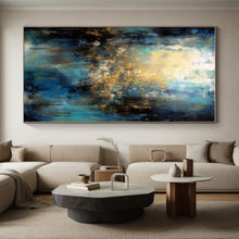 Load image into Gallery viewer, Oversized Blue - Gold Light Burst Art for Living Room & Creative Studio LargeART0451