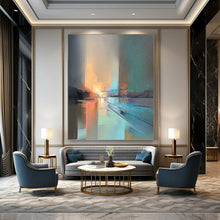 Load image into Gallery viewer, “Urban Twilight Hues” - Abstract Cityscape Painting, Perfect for Living Room, Abstract Painting on Canvas DKH1066