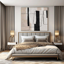 Load image into Gallery viewer, Black & Beige Geometric Abstract Canvas Painting, Nice for Modern Office & Sleek Entryway LargeART1103