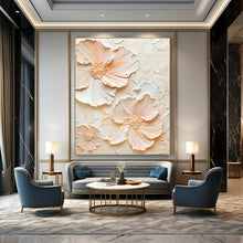 Load image into Gallery viewer, “Peach Floral Textured Art” - 3D Flower Art on Canvas DKH1389