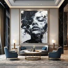 Load image into Gallery viewer, Monochrome Expressive Abstract Art, Ideal for Edgy Living Room & Creative Studio LargeART2139