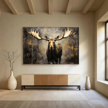Load image into Gallery viewer, Moody Moose with Golden Accents Abstract acrylic painting DLZ079