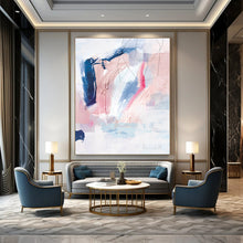 Load image into Gallery viewer, “Pastel Play” - Pink, blue, white with bold brushstrokes and lines DTP155