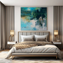 Load image into Gallery viewer, Large - Format Hand - painted Turquoise Abstract Swirl Acrylic Art for Creative Studios LargeART0196