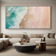 Load image into Gallery viewer, Custom Large Pink and Blue Seaside - Perfect for Beachfront Hotel Room & Coastal Living Room LargeART0751