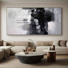 Load image into Gallery viewer, Grand Black - White Monochrome Drip Abstract Acrylic Art for Gallery Wall & Executive Office LargeART0376