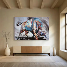Load image into Gallery viewer, Hand - painted Large - Scale Colorful Abstract Bull Acrylic Art for Bold Entrance Halls LargeART1747