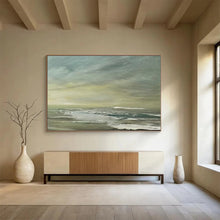 Load image into Gallery viewer, Subtle Sea and Sky in Muted Greens Abstract acrylic painting DLZ027