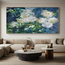 Load image into Gallery viewer, Impressionistic White Roses Art for Romantic Bedroom & Floral - Themed Café LargeART0892
