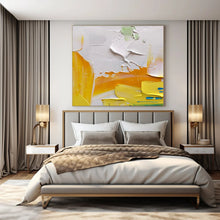 Load image into Gallery viewer, Bright Yellow & White Textured Abstract Painting, Suited for Cheerful Kitchen & Creative Studio LargeART1346