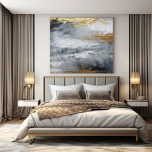 Load image into Gallery viewer, Gray & Gold Textured Abstract Canvas Painting 2, Great for Industrial - Chic Office & Modern Hallway LargeART1261