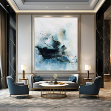 Load image into Gallery viewer, Ethereal Black & Blue Abstract Art, Great for Zen Meditation Space & Calm Bedroom LargeART2305