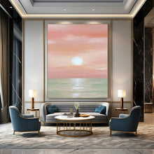 Load image into Gallery viewer, Impressionistic Sunset Art, Pink - Toned Serene Painting for Romantic Bedroom & Beach House Living Room LargeART2231
