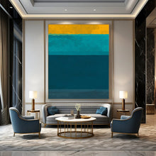 Load image into Gallery viewer, “Yellow, Teal and Blue Color - Block” - Modern Abstract Art on Canvas DKH1623