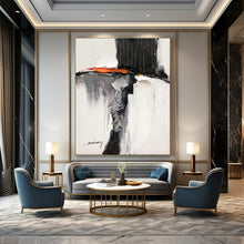 Load image into Gallery viewer, Black & Orange Abstract Figure Art, Ideal for Modern Bedroom & Artistic Nook LargeART2089