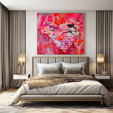 Load image into Gallery viewer, Pink Floral with “Love” Abstract Canvas Painting, Great for Romantic Bedroom & Cozy Café LargeART1197