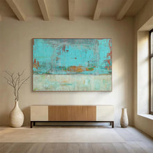 Load image into Gallery viewer, Turquoise & Rust Abstract - Vibrant Living Room Art LargeART1583