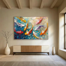 Load image into Gallery viewer, Colorful Koi Fish Abstract Painting on Canvas - “Lucky Carp” DKH705