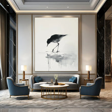 Load image into Gallery viewer, Monochromatic Ink - Wash Bird Painting, Ideal for Zen - Inspired Bathroom & Calming Reading Nook LargeART1932