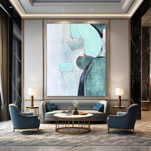 Load image into Gallery viewer, Soft Shapes in Green & Red – Minimalist Abstract with Delicate Lines DTP250