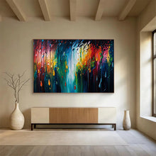 Load image into Gallery viewer, Rainy Abstract “Color Droplets” Painting on Canvas, Dynamic Weather Art DKH867