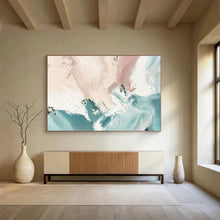 Load image into Gallery viewer, Blush & Teal Flow: Soft - Hued Abstract Motion Large - Scale Hand - painted Abstract Acrylic Art DLZ182