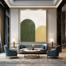Load image into Gallery viewer, “Green and Yellow Textured Arches” - Green, Yellow Abstract Art on Canvas DKH1176