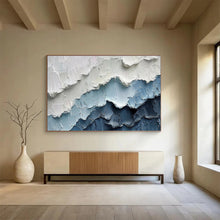 Load image into Gallery viewer, 3D Textured Blue & White Mountain Abstract Painting - Great for Alpine - Inspired Home & Adventure - Themed Office DKH049