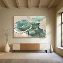Load image into Gallery viewer, Blue And Gold Floral Abstract Painting On Canvas DKH428