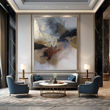 Load image into Gallery viewer, “Neutral - Gold Abstract Fusion” Abstract Painting on Canvas, Luxe Living Room Art DKH1017