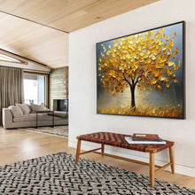 Load image into Gallery viewer, Hand - painted Substantial Golden Autumn Tree Acrylic Art for Cozy Family Rooms LargeART1767