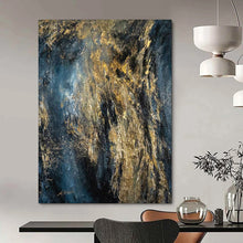 Load image into Gallery viewer, Expressionist Abstract Art, Dark - Toned Gold - Streaked Painting for Dramatic Living Room & Edgy Studio LargeART2246