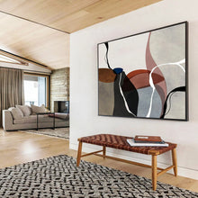 Load image into Gallery viewer, Curved - Shape Abstract Painting On Canvas with Muted Tones DKH358