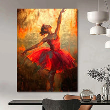 Load image into Gallery viewer, “Ballerina in Fiery Red” - Impressionistic Ballet Art on Canvas DKH1639