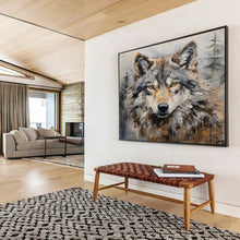 Load image into Gallery viewer, Textured Wolf Portrait Abstract acrylic painting DLZ078