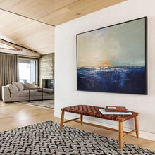 Load image into Gallery viewer, Muted Tones Coastal Sunset Abstract Painting on Canvas - “Subtle Dusk” DKH650
