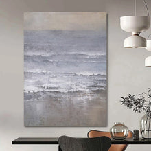 Load image into Gallery viewer, Monochrome Sea Abstract Canvas Painting, Great for Nautical - Themed Bedroom & Minimalist Lounge LargeART1161